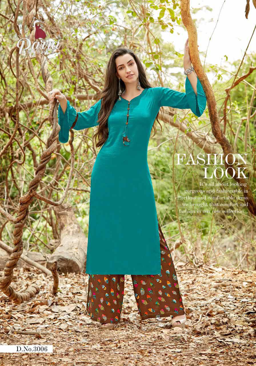 Zurri Vol-3 Parra Studio Rayon Palazzo Wholesale Kurti Zurri Vol-3 Parra Studio Rayon Palazzo Wholesale Kurti